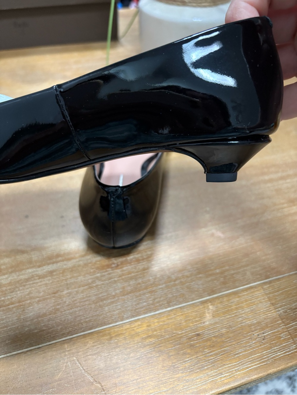 Paolo Black Patent Pointed Toe Pumps With Low Heel - Picture 4 of 10
